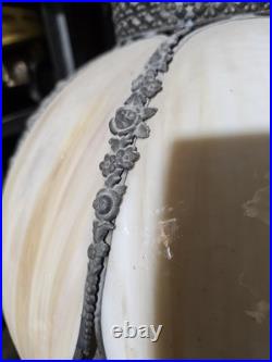 Vintage Slag Glass Hanging Red and Beige 8 Pedal MCM Swag Lamp Light Chandelier