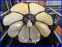 Vintage Slag Glass Hanging Red and Beige 8 Pedal MCM Swag Lamp Light Chandelier