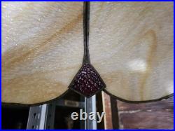 Vintage Slag Glass Hanging Red and Beige 8 Pedal MCM Swag Lamp Light Chandelier