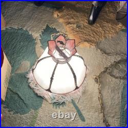 Vintage Slag Stained Glass Tulip Art Deco hanging Lamp 15Wide Tiffany