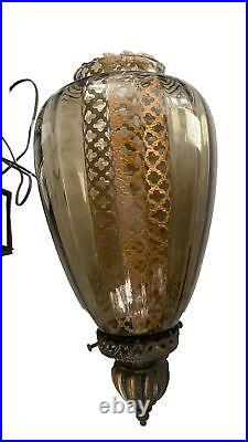 Vintage Smoked Glass Swag Lamp (no Lamp Parts Inside) 18