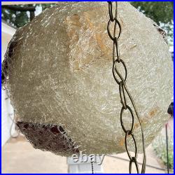 Vintage Spaghetti Retro Swag Lamp MCM Hanging Spun Lucite Red Rock Candy 12