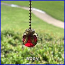Vintage Spaghetti Retro Swag Lamp MCM Hanging Spun Lucite Red Rock Candy 12