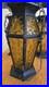 Vintage Spanish Med Gothic Metal & Amber Slag Glass Pendant Lights 5 Available
