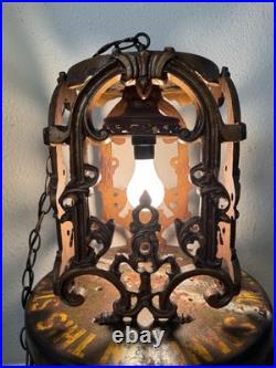 Vintage Spanish Revival Gothic Gold Swag Lamp Light MCM