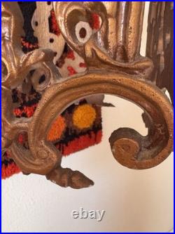 Vintage Spanish Revival Gothic Gold Swag Lamp Light MCM