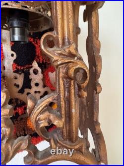 Vintage Spanish Revival Gothic Gold Swag Lamp Light MCM