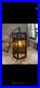 Vintage Spanish Revival Wrought Iron Pendant Lamp with Amber Glass Shades