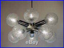 Vintage Sputnik Atomic Starburst Lamp Chandelier Hanging Light Glass Chrome 60s
