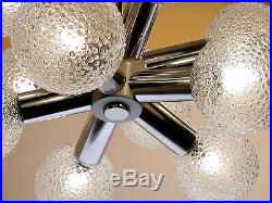 Vintage Sputnik Atomic Starburst Lamp Chandelier Hanging Light Glass Chrome 60s