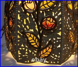 Vintage Stained Glass Floral Bohemian Hanging Light Lamp Pendant Art Nouveau