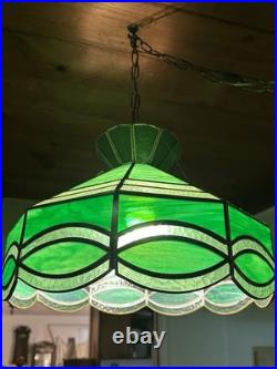 Vintage Stained Glass Hanging Lamp