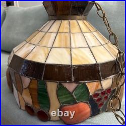Vintage Stained Glass Hanging Lamp Tiffany Style 16 Fruit Pendant Light