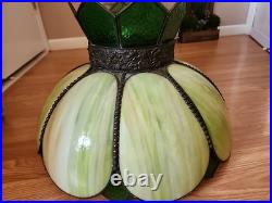 Vintage Stained Glass Hanging Lamp Tiffany Style Green 8Slag Glass Pendant Light