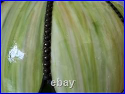 Vintage Stained Glass Hanging Lamp Tiffany Style Green 8Slag Glass Pendant Light