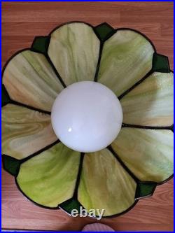 Vintage Stained Glass Hanging Lamp Tiffany Style Green 8Slag Glass Pendant Light