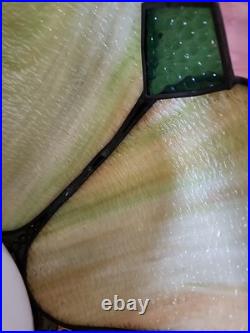 Vintage Stained Glass Hanging Lamp Tiffany Style Green 8Slag Glass Pendant Light