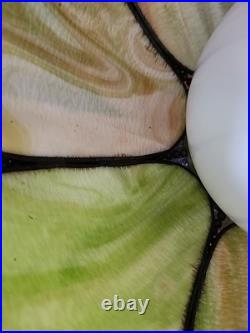 Vintage Stained Glass Hanging Lamp Tiffany Style Green 8Slag Glass Pendant Light