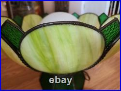 Vintage Stained Glass Hanging Lamp Tiffany Style Green 8Slag Glass Pendant Light