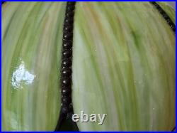 Vintage Stained Glass Hanging Lamp Tiffany Style Green 8Slag Glass Pendant Light