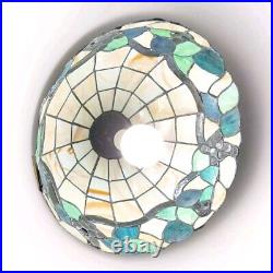 Vintage Stained Glass Hanging Light Fixture Tiffany Style 12 MCM Tested & Works