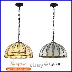 Vintage Stained Glass Hanging Pendant Light Fixture Tiffany Style Ceiling Lamp