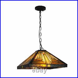 Vintage Stained Glass Pendant Tiffany Style Ceiling Lamp Fixture Hanging Light