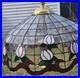 Vintage Stained Glass White Floral Hanging Large Lamp