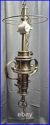 Vintage Stiffel #702 Ceiling Hanging Colonial Brass Swag Lamp Light Fixture USA