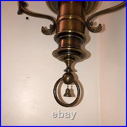 Vintage Stiffel Ceiling Hanging Hollywood Regency Brass Swag Lamp Light Fixture