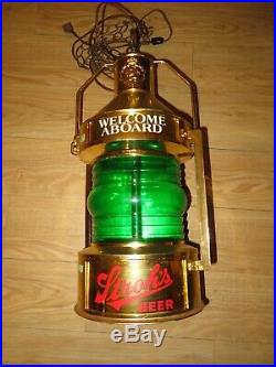 Vintage Stroh's Beer Hanging Motion lamp lighted beer sign Nautical boat lamp