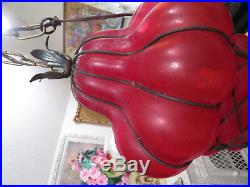 Vintage Stunning Ruby Red Glass Corset Hanging Decorative Swag Lamp Unusual