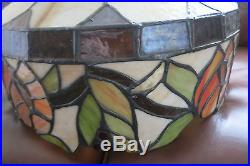 Vintage Stunning Slag / Stained Glass Hanging Dome Fixture Light Lamp