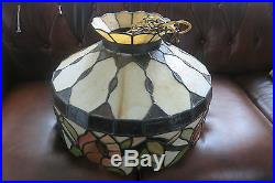 Vintage Stunning Slag / Stained Glass Hanging Dome Fixture Light Lamp