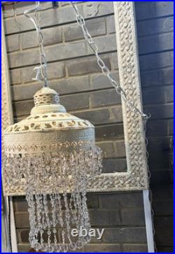 Vintage Swag Brass/Tin Upside Down Layered Cake Chandelier Beads Chain