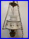 Vintage Swag Chandelier Lamp 70s Quoizel Blue Floral Hanging Light