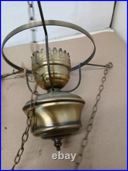 Vintage Swag Chandelier Lamp 70s Quoizel Blue Floral Hanging Light