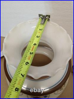 Vintage Swag Chandelier Lamp 70s Quoizel Blue Floral Hanging Light