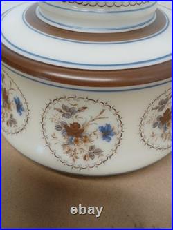 Vintage Swag Chandelier Lamp 70s Quoizel Blue Floral Hanging Light