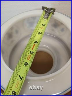 Vintage Swag Chandelier Lamp 70s Quoizel Blue Floral Hanging Light