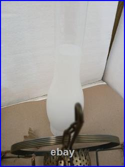 Vintage Swag Chandelier Lamp 70s Quoizel Blue Floral Hanging Light