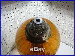 Vintage Swag Glass Ceiling Light Lamp Hanging Amber Globe 12x 20 long chain