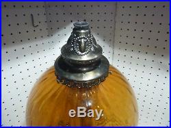 Vintage Swag Glass Ceiling Light Lamp Hanging Amber Globe 12x 20 long chain