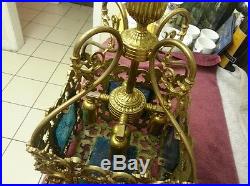 Vintage Swag Gold Lamp Light Retro Square Hollywood Regal Ceiling Hanging Chain