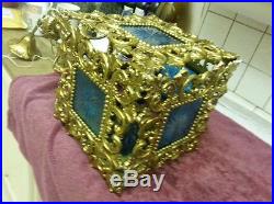 Vintage Swag Gold Lamp Light Retro Square Hollywood Regal Ceiling Hanging Chain