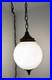 Vintage Swag Hanging Globe Light Fixture Hobnail Milk Glass & Brass MCM Plugs In