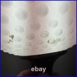 Vintage Swag Hanging Globe Light Fixture Hobnail Milk Glass & Brass MCM Plugs In