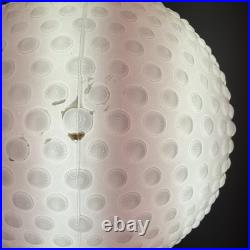 Vintage Swag Hanging Globe Light Fixture Hobnail Milk Glass & Brass MCM Plugs In
