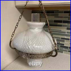 Vintage Swag Hanging Lamp Milk Glass Globe Lighting Light Unique Style Brass