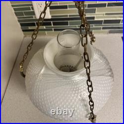 Vintage Swag Hanging Lamp Milk Glass Globe Lighting Light Unique Style Brass